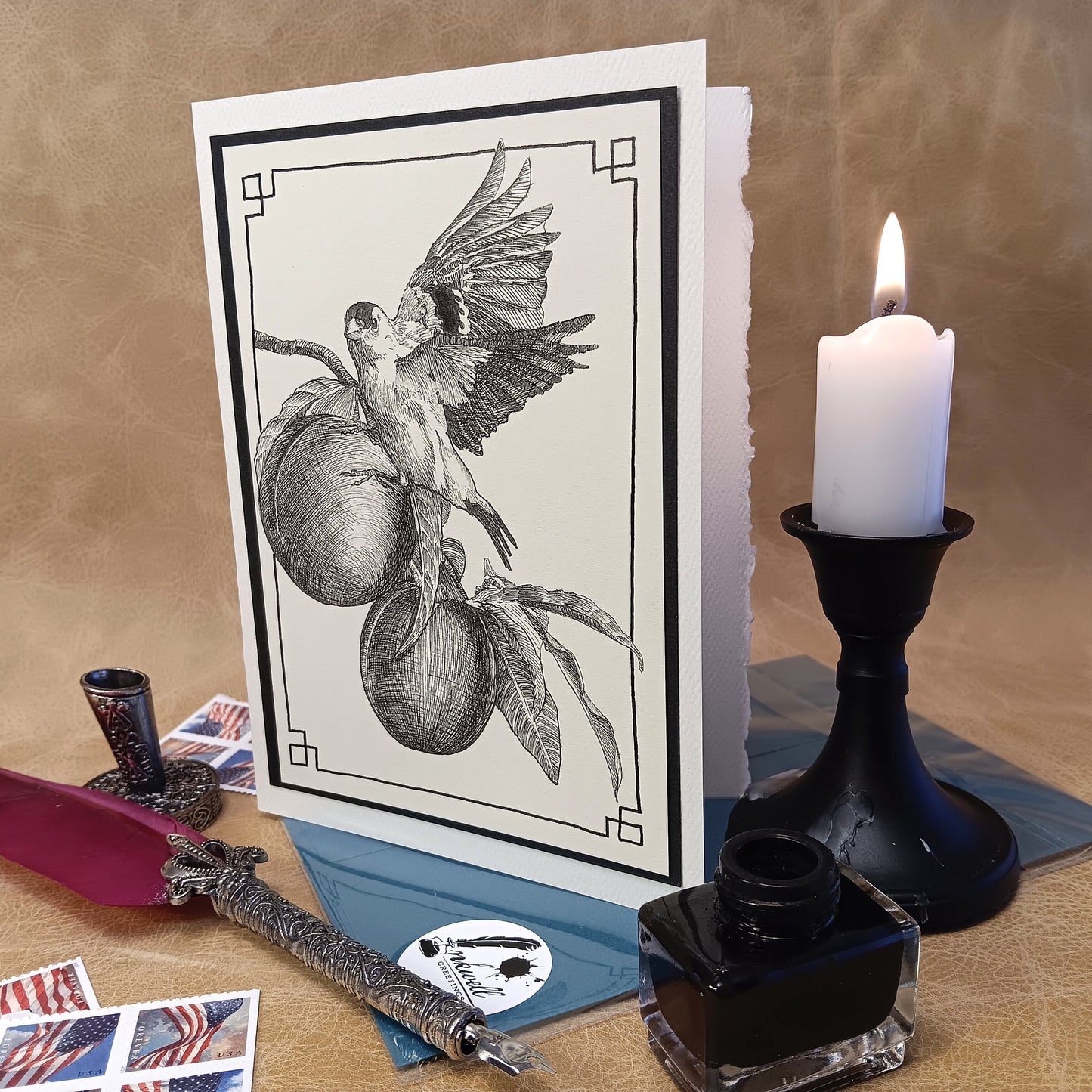 Greeting Card - Finch & Peaches